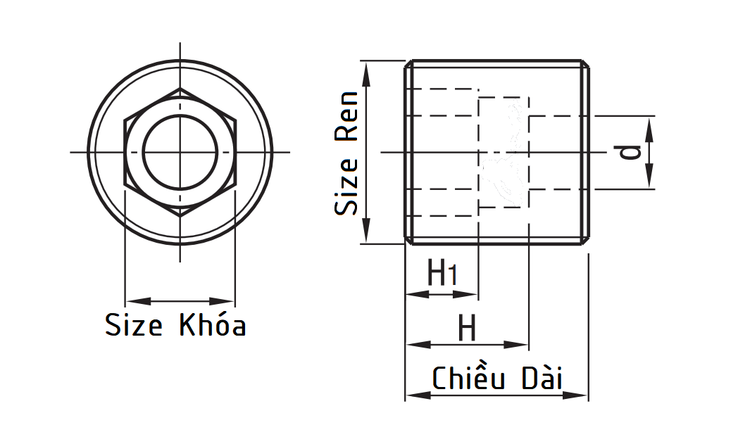 Bản vẽ kỹ thuật Leveling Screws Standard Fine M12x10 LVWM12-10