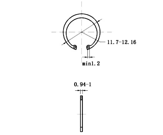 Bản vẽ kỹ thuật Phe Gài Lỗ Thép 65Mn DIN472 D11x1.0