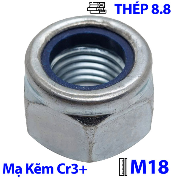 Tán Keo Thép Mạ Kẽm Trắng Cr3+ 8.8 DIN985 M18