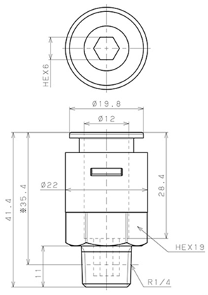 Bản vẽ kỹ thuật Đầu Nối Nhanh Khí Nén Dạng Thẳng Thân Lục Giác Ren Ngoài Pisco APC12-02-N-TP