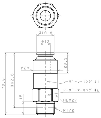 Bản vẽ kỹ thuật Van Khí Nén Một Chiều  Pisco CVC12-04B