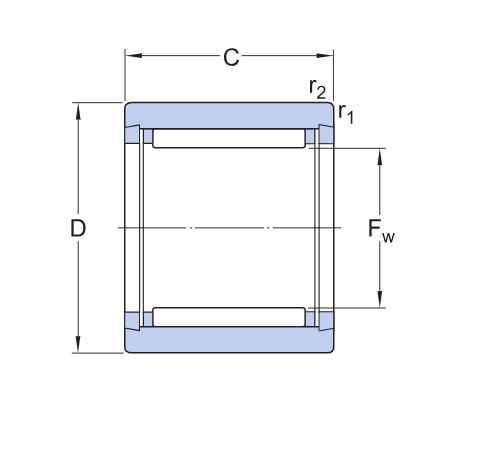Bản vẽ kỹ thuật Vòng Bi Kim 1 Dãy 8x15x16mm SKF NK 8/16 TN