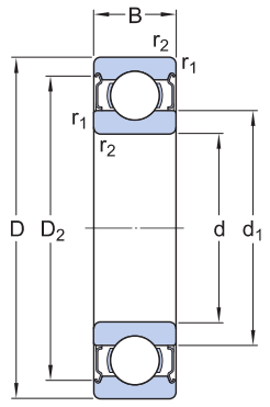 Bản vẽ kỹ thuật Vòng Bi Cầu Rãnh Sâu SKF 619/5-2Z (5x13x4) Nắp Chắn Thép (Hai Bên)