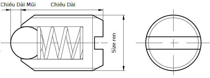 Bản vẽ kỹ thuật Vít Bi Nhún Nhựa POM PP10