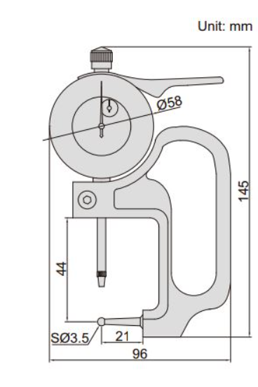 Bản vẽ kỹ thuật Đồng Hồ Đo Độ Dày Của Ống Kiểu Cơ 0-10mm INSIZE 2367-10A