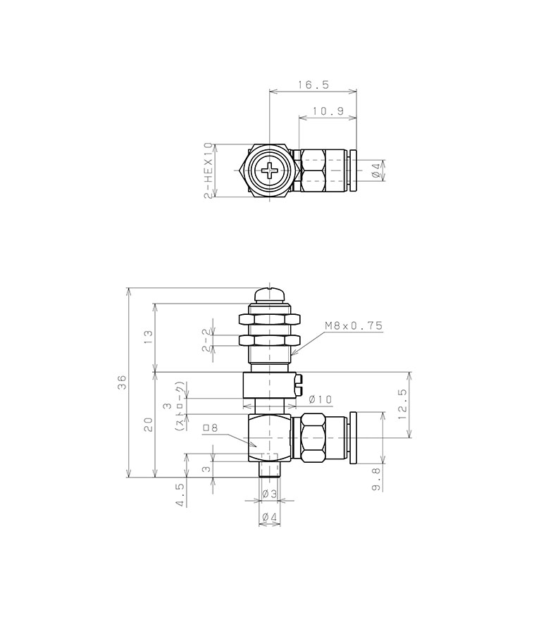 Bản vẽ kỹ thuật Giá Đỡ Nấm Hút Chân Không Có Lò Xo, Pisco VPD-H3-3-4J