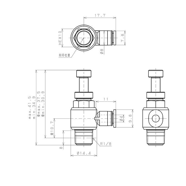Bản vẽ kỹ thuật Van Tiết Lưu Khí Nén Pisco JSC4-01AK-C