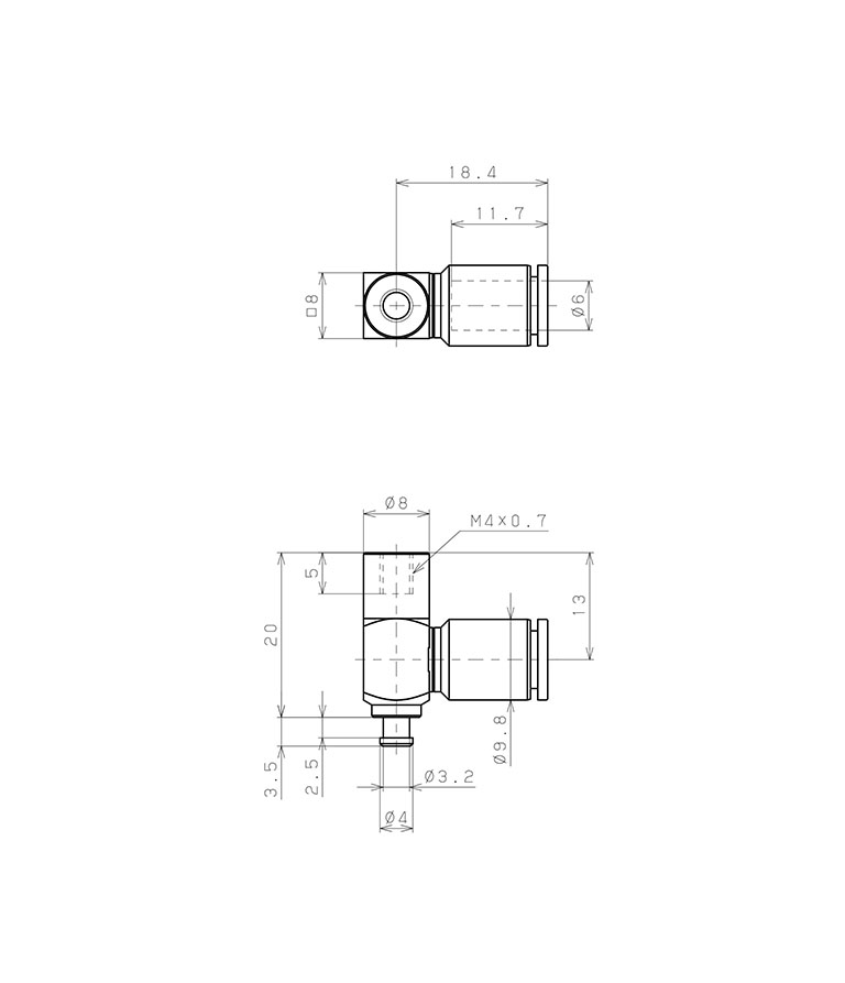 Bản vẽ kỹ thuật Bộ Nấm Hút Chân Không Và Giá Đỡ, Cao Su Nitrile (NBR), O.D 6 mm, Pisco VPB6RN-6J