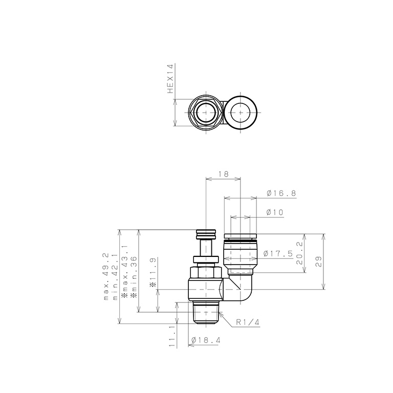 Bản vẽ kỹ thuật Van Tiết Lưu Khí Nén Chân Kim Pisco JNS10-02W-C
