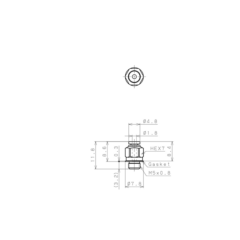 Bản vẽ kỹ thuật Đầu Nối Nhanh Khí Nén Dạng Thẳng Thân Lục Giác Ren Ngoài Pisco PC180-M5MW-C