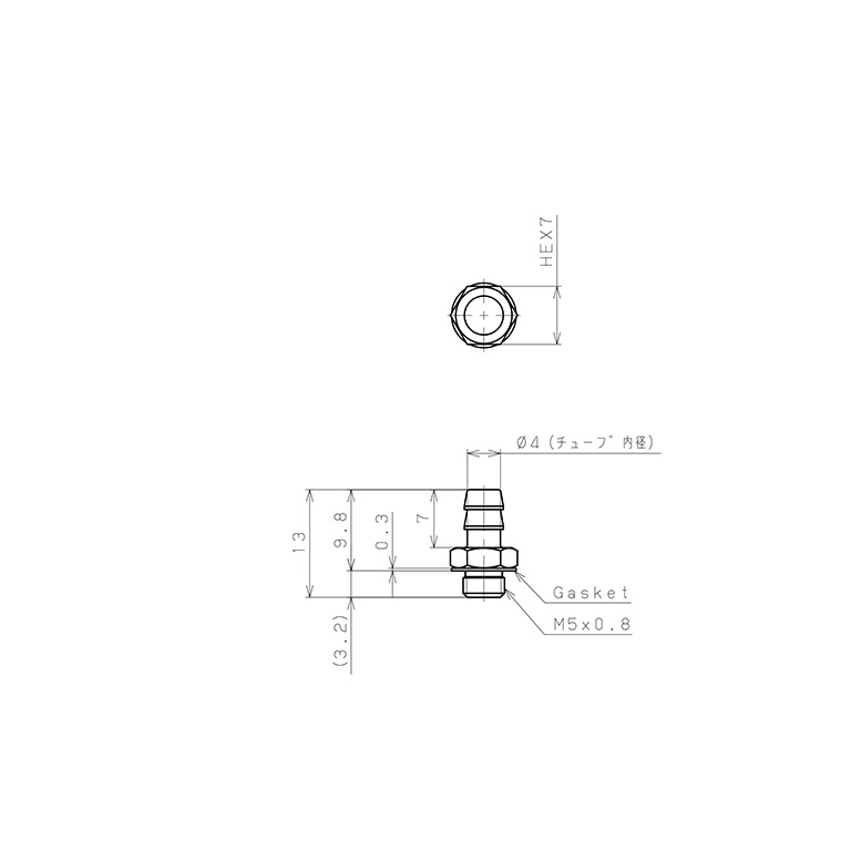 Bản vẽ kỹ thuật Đầu Ngạnh Nối Ống Dạng Thẳng Thân Lục Giác Ren Ngoài Pisco LC-0640-M5-C