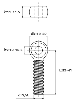 Bản vẽ kỹ thuật Bulong Mắt Inox 304 M12x40 (Suốt)