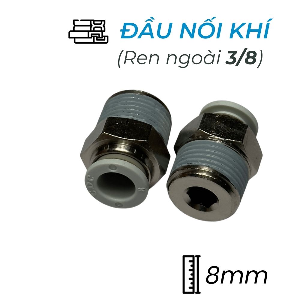 Đầu Nối Nhanh Khí Nén Ø8mm - Ren Ngoài 3/8" CDC MPC 0803N-W (Màu Trắng)