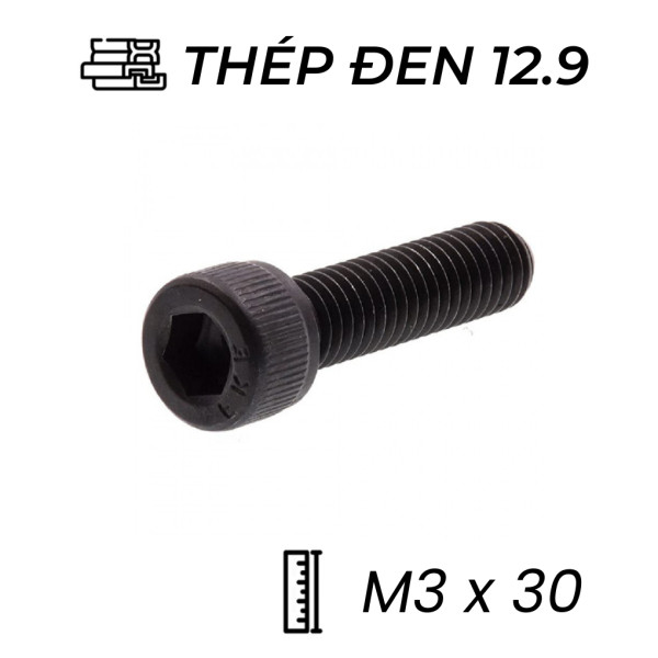 Lục Giác Chìm Đầu Trụ Thép Đen 12.9 DIN912 M3x30