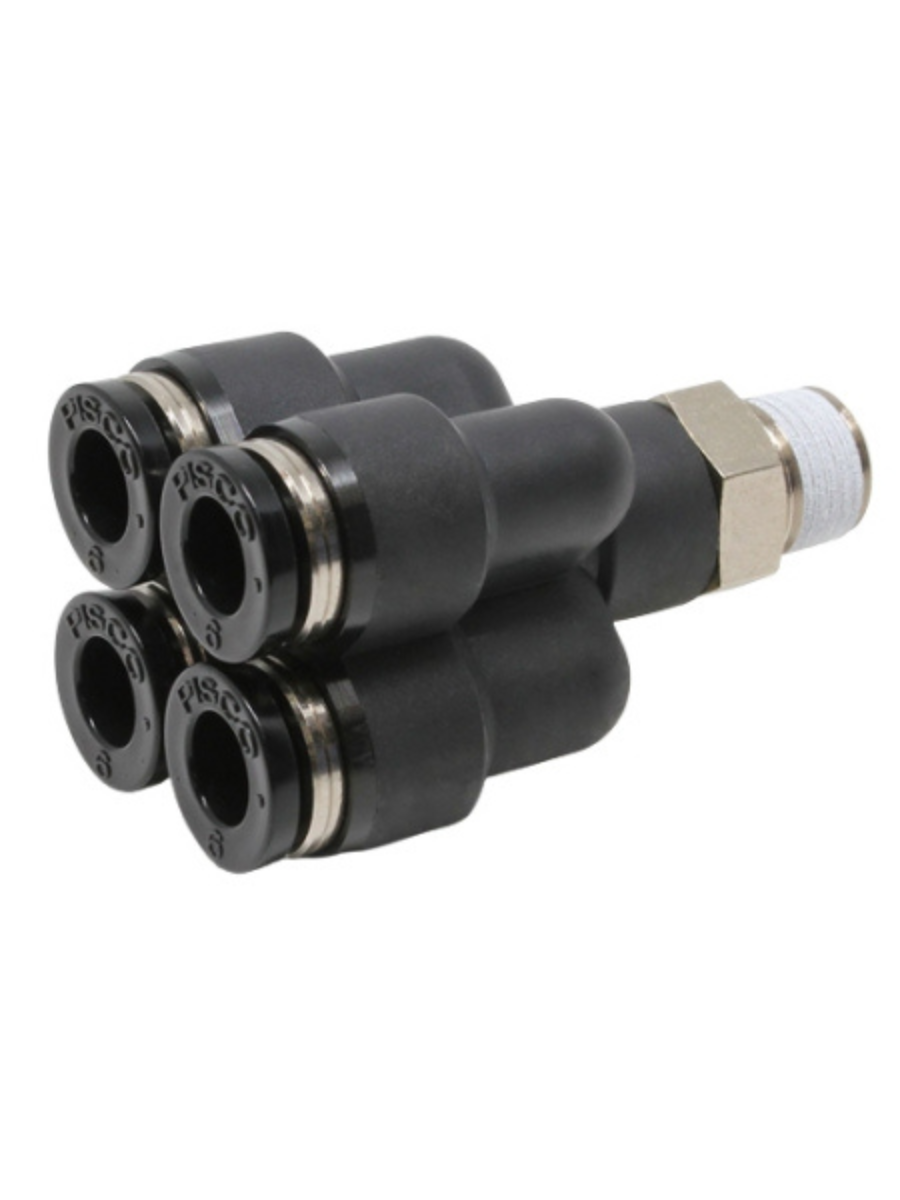 Đầu Nối Nhanh Khí Nén Dạng Chữ Y Bốn Nhánh Ren Ngoài Pisco PRX1/4-N2U