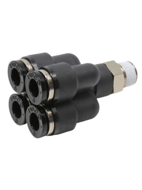 Đầu Nối Nhanh Khí Nén Dạng Chữ Y Bốn Nhánh Ren Ngoài Pisco PRX1/4-N2U