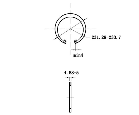 Bản vẽ kỹ thuật Phe Gài Lỗ Thép 65Mn DIN472 D220x5.0