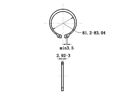 Bản vẽ kỹ thuật Phe Gài Trục Thép 65Mn DIN471 D88x3.0