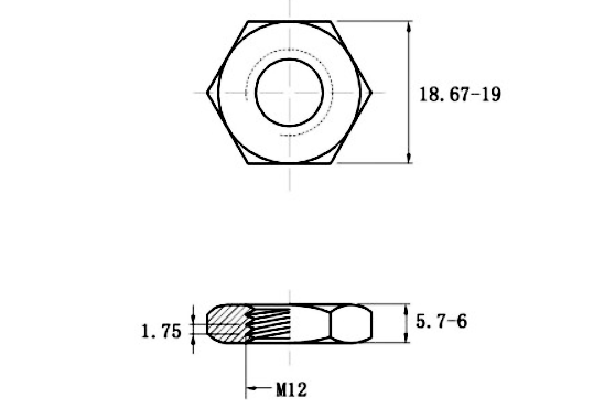 Bản vẽ kỹ thuật Tán Mỏng Inox 316 DIN439 M12