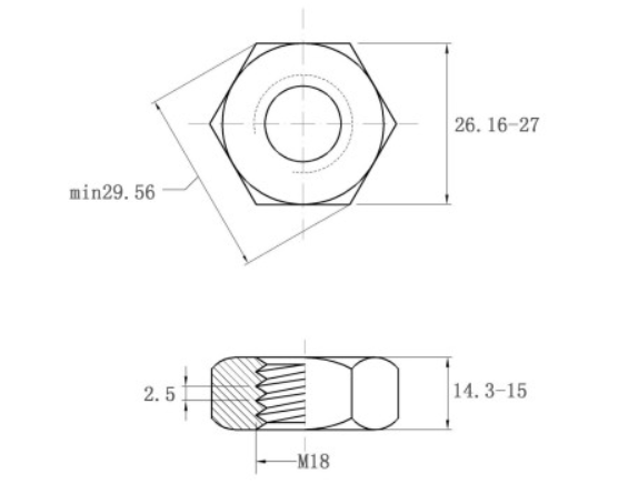 Bản vẽ kỹ thuật Tán Thép Đen 8.8 DIN934 M18