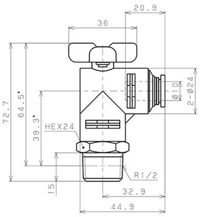 Bản vẽ kỹ thuật Van Bi Khí Nén Inox 304 Pisco BVLC60-1004SUS