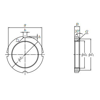 Bản vẽ kỹ thuật Vòng Đai Khóa M10-0.75x4 OD18 mm NTN AW00