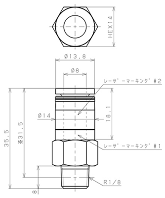 Bản vẽ kỹ thuật Van Khí Nén Một Chiều  Pisco CVPC8-01B