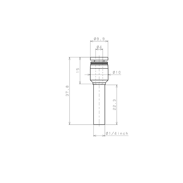 Bản vẽ kỹ thuật Đầu Nối Nhanh Khí Nén Giữa Ống Khí Và Fitting Dạng Nối Giảm Pisco PPGJ1/4-4-F