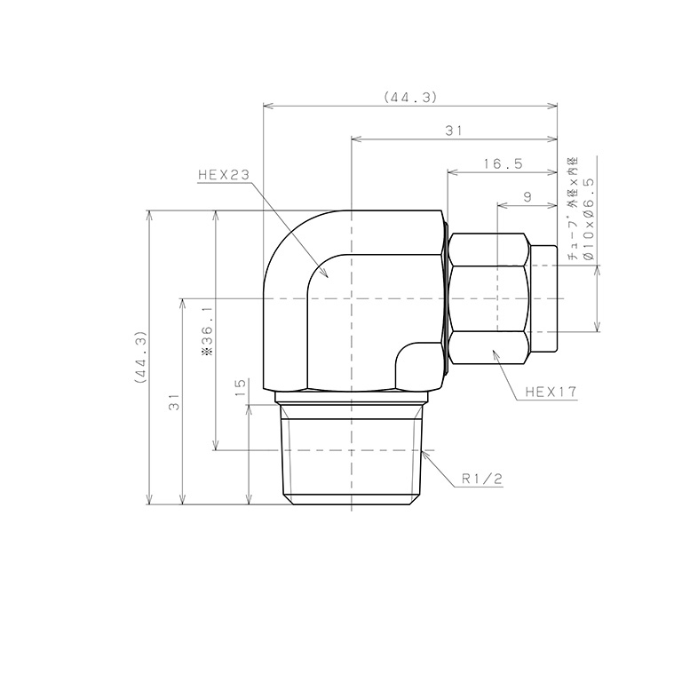 Bản vẽ kỹ thuật Đầu Ngạnh Nối Ống Có Đai Ốc Xiết Dạng Cong 90° Ren Ngoài Pisco NSL1065-04-TP