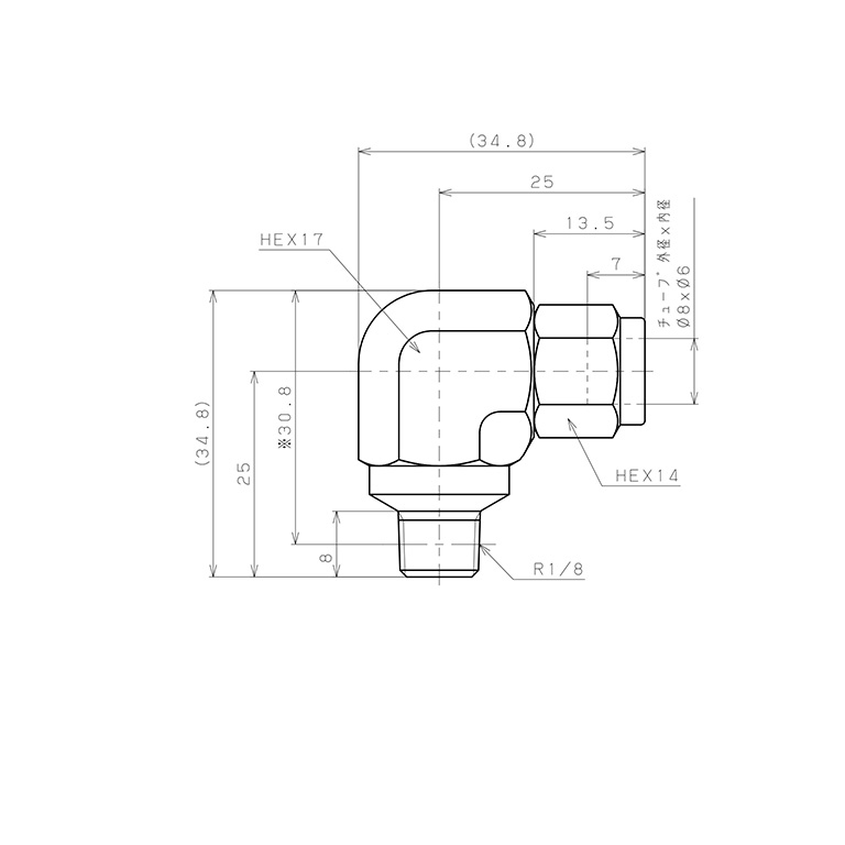 Bản vẽ kỹ thuật Đầu Ngạnh Nối Ống Có Đai Ốc Xiết Dạng Cong 90° Ren Ngoài Pisco NSL0860-01