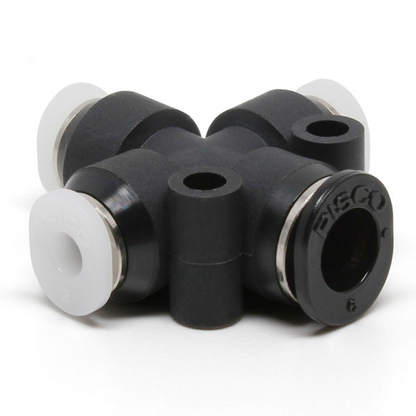Đầu Nối Nhanh Khí Nén Ngã 4 Dạng Nối Giảm Pisco PZC6-1/8M