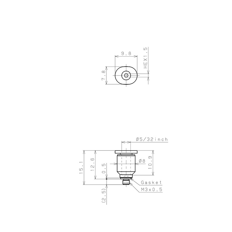 Bản vẽ kỹ thuật Đầu Nối Nhanh Khí Nén Dạng Thẳng Ren Ngoài Pisco POC5/32-M3M
