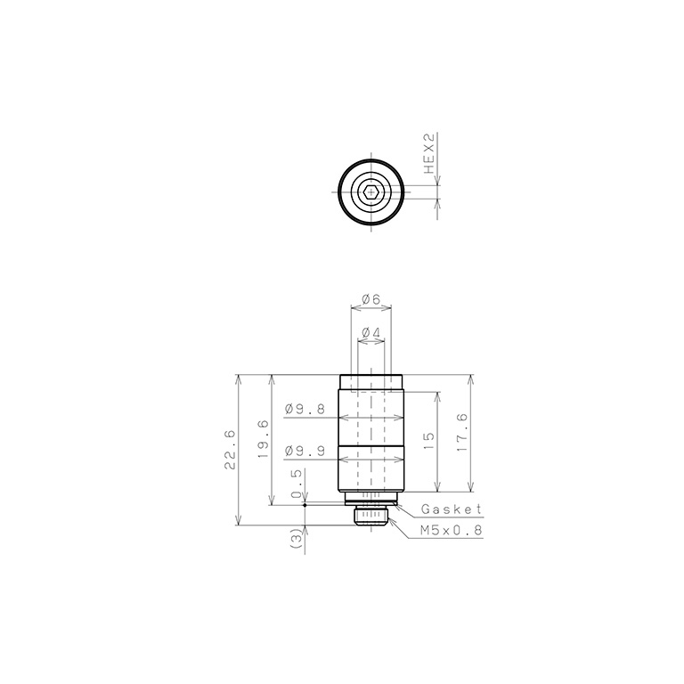 Bản vẽ kỹ thuật Đầu Nối Nhanh Khí Nén Dạng Thẳng Ren Ngoài Pisco KOC4-M5-F