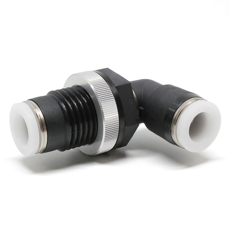 Đầu Nối Nhanh Khí Nén Cong 90° Ren Ngoài Lắp Kẹp Vách Pisco PML3/8-C