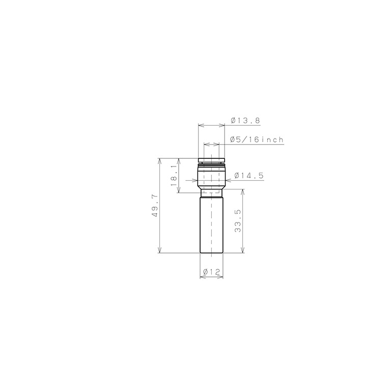Bản vẽ kỹ thuật Đầu Nối Nhanh Khí Nén Giữa Ống Khí Và Fitting Dạng Nối Giảm Pisco PGJ12-5/16W