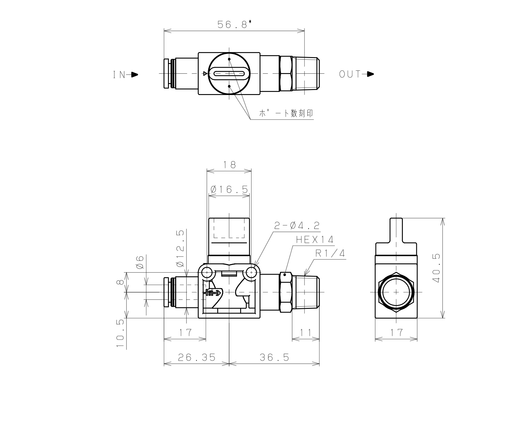 Bản vẽ kỹ thuật Van Tay Khí Nén Pisco HV6-02W
