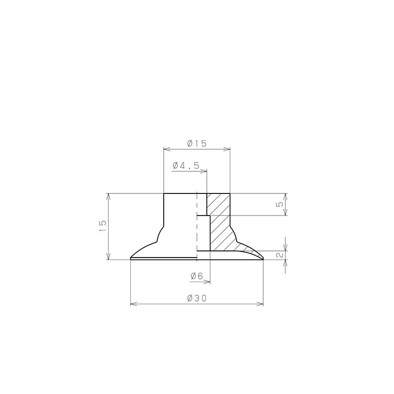 Bản vẽ kỹ thuật Đầu Nấm Hút Chân Không, Cao Su Nitrile - NBR, O.D 30 mm, Pisco VP30LN