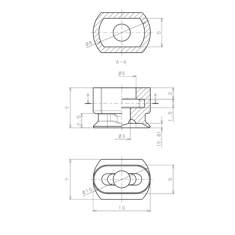 Bản vẽ kỹ thuật Đầu Nấm Hút Chân Không Hình Oval Bầu Dục, Nitrile,  O.D , Pisco VP5x10EN