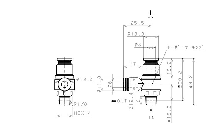 Bản vẽ kỹ thuật Van Xả Nhanh Khí Nén Pisco EQ01-P01C06C08