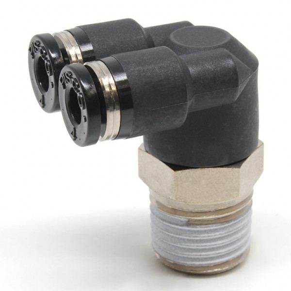 Đầu Nối Nhanh Khí Nén Hai Nhánh Cong 90° Ren Ngoài Pisco PAX5/32-N2U