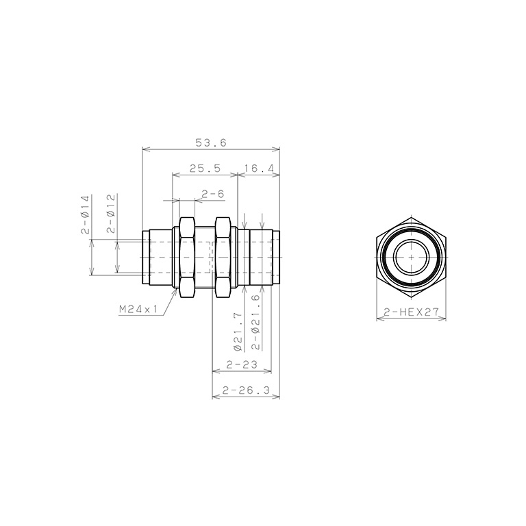 Bản vẽ kỹ thuật Đầu Nối Nhanh Khí Nén Dạng Thẳng Ren Ngoài Lắp Kẹp Vách Pisco KM12-F