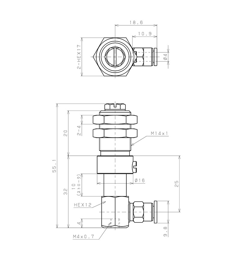 Bản vẽ kỹ thuật Bộ Nấm Hút Chân Không Và Giá Đỡ, Cao Su Nitrile - NBR, O.D 6 mm, Pisco VPD6-10LN-4J
