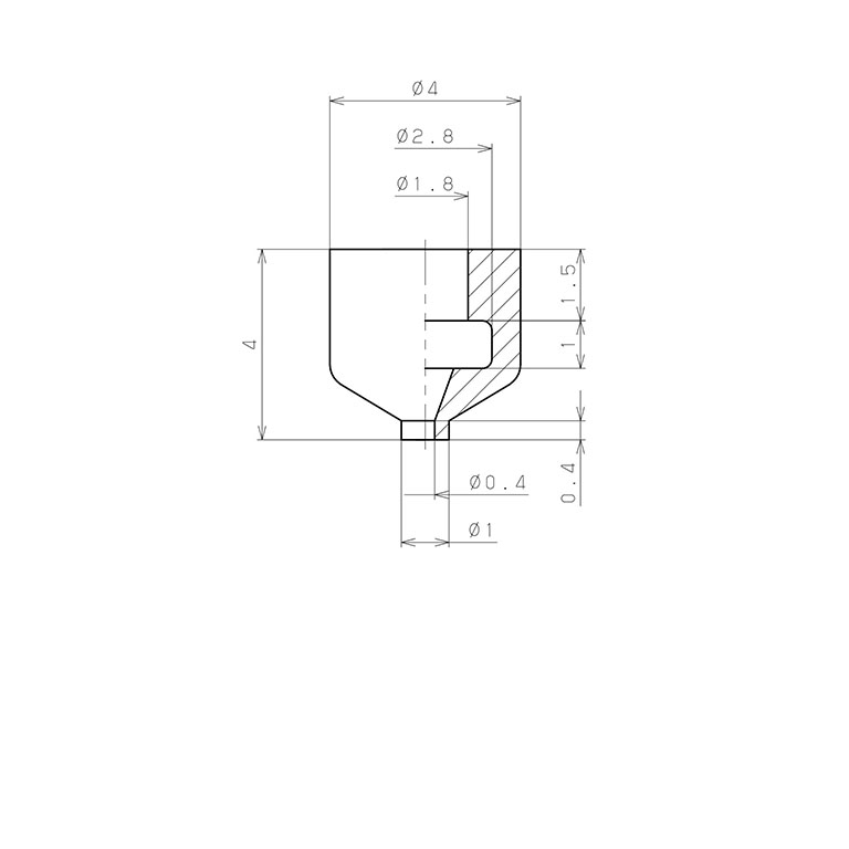 Bản vẽ kỹ thuật Đầu Nấm Hút Chân Không, Silicone, O.D 1 mm, Pisco VP1RMS