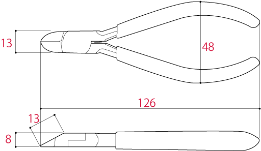 Bản vẽ kỹ thuật Kìm Cắt Điện Tử 126mm Tsunoda MN-125