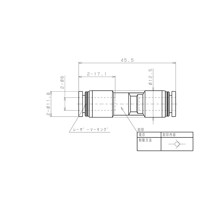 Bản vẽ kỹ thuật Van Khí Nén Một Chiều, Áp Suất Thấp, Nhựa PP Pisco PCVLU6-6-F-C