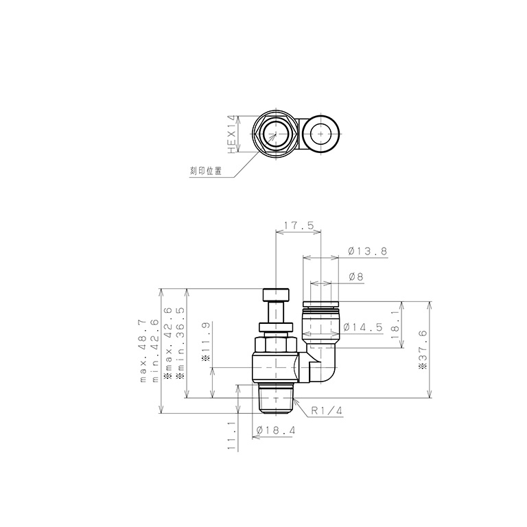 Bản vẽ kỹ thuật Van Tiết Lưu Khí Nén Lưu Lượng Thấp Pisco JSS8-02ALW