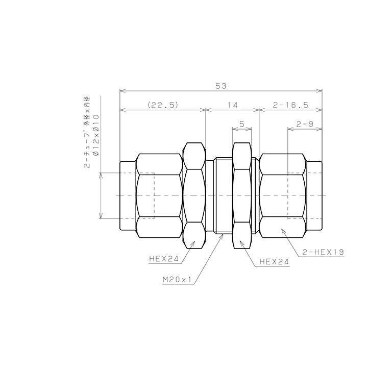 Bản vẽ kỹ thuật Đầu Ngạnh Nối Ống Có Đai Ốc Xiết Dạng Thẳng Lắp Kẹp Vách Pisco NSM1210