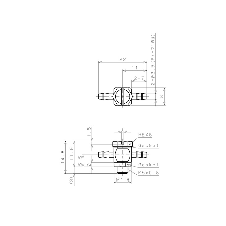 Bản vẽ kỹ thuật Đầu Ngạnh Nối Ống Dạng Chữ T Thân Lục Giác Ren Ngoài Pisco SLB-0425-M5