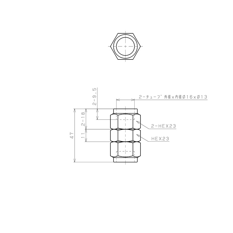 Bản vẽ kỹ thuật Đầu Ngạnh Nối Ống Có Đai Ốc Xiết Dạng Thẳng Thân Lục Giác Pisco NSU1613