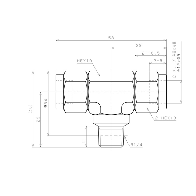 Bản vẽ kỹ thuật Đầu Ngạnh Nối Ống Có Đai Ốc Xiết Dạng Chữ T Ren Ngoài Pisco NSB1290-02-TP